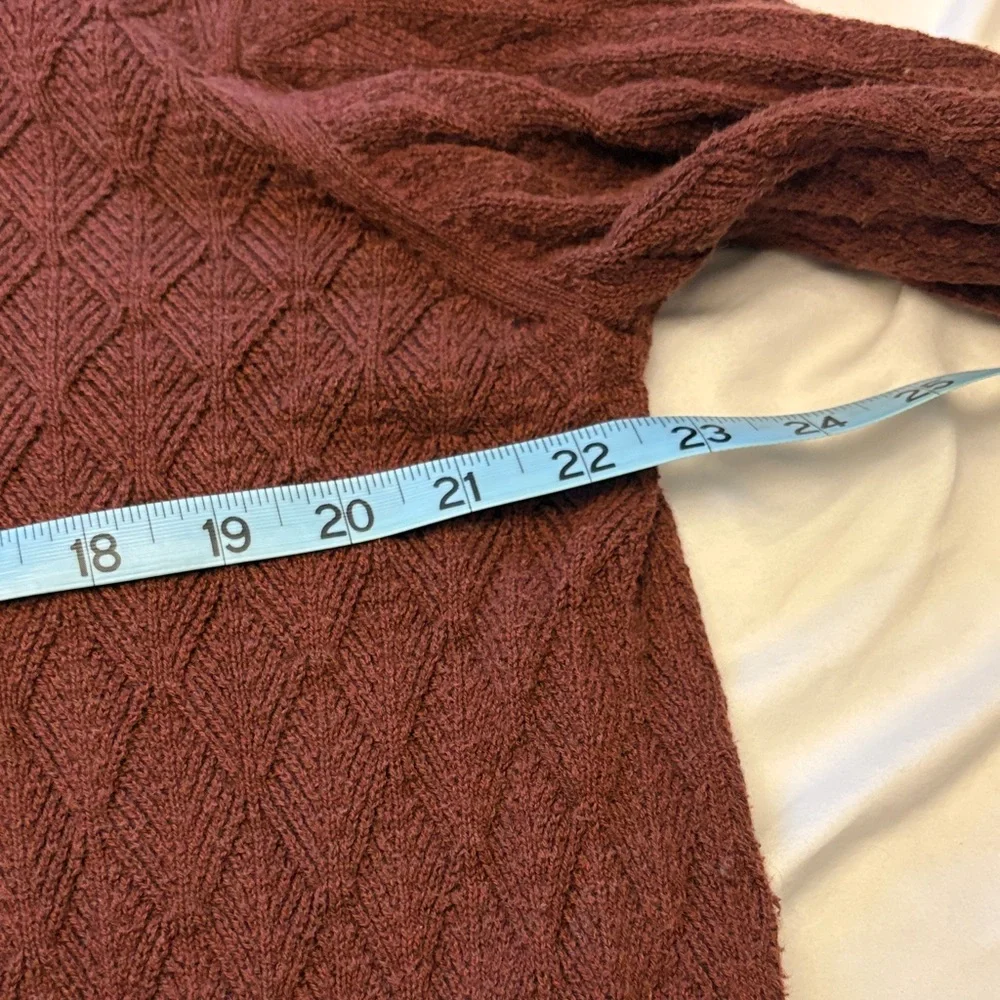 Tasso Elba Cable Knit Sweater Mens M Burgundy Cotton Crewneck Classic Textured - Picture 6 of 9